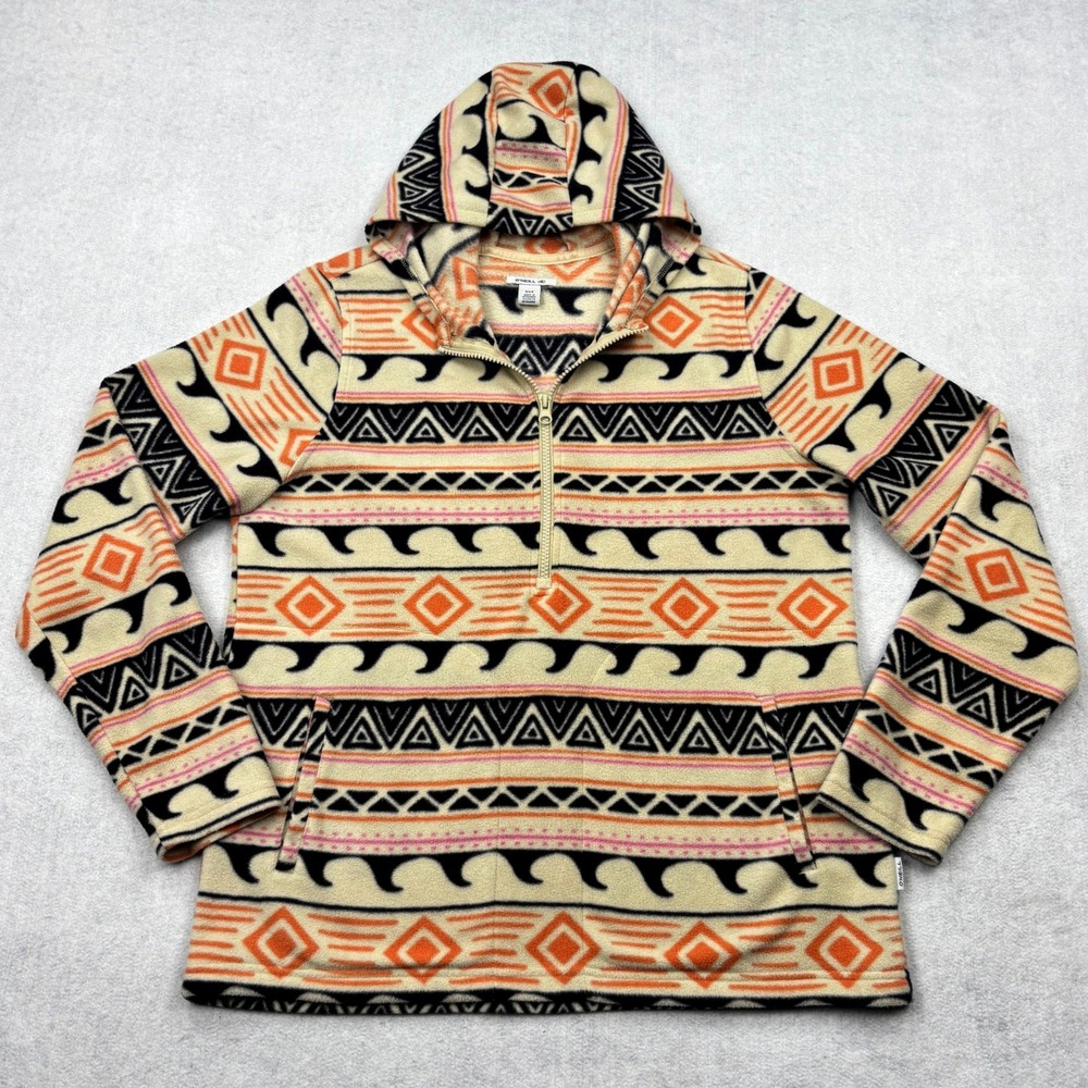 ONeill Womens Small Aztec Geometric Polar Fleece Half Zip Hoodie Sweatshirt S